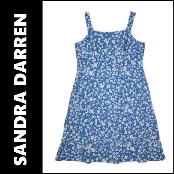 Sandra Darren Woman  Sleeveless Dress Floral Size 2x Blue - Picture 1 of 9